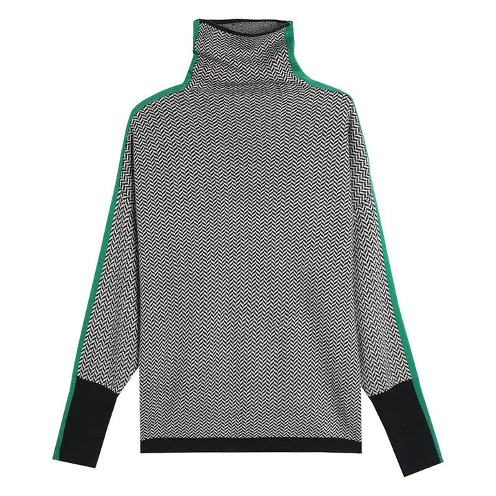 Pullover Damen braun mit Zopfmuster und Rollkragen - 4 - Atelier-Zofia