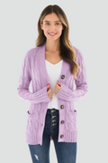 Cardigan Damen schwarz tailliert mit Knopfleiste und Taschen - 1 - Atelier-Zofia