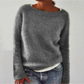 Pullover Damen grau bequem mit weitem Ausschnitt - 1 - Atelier-Zofia
