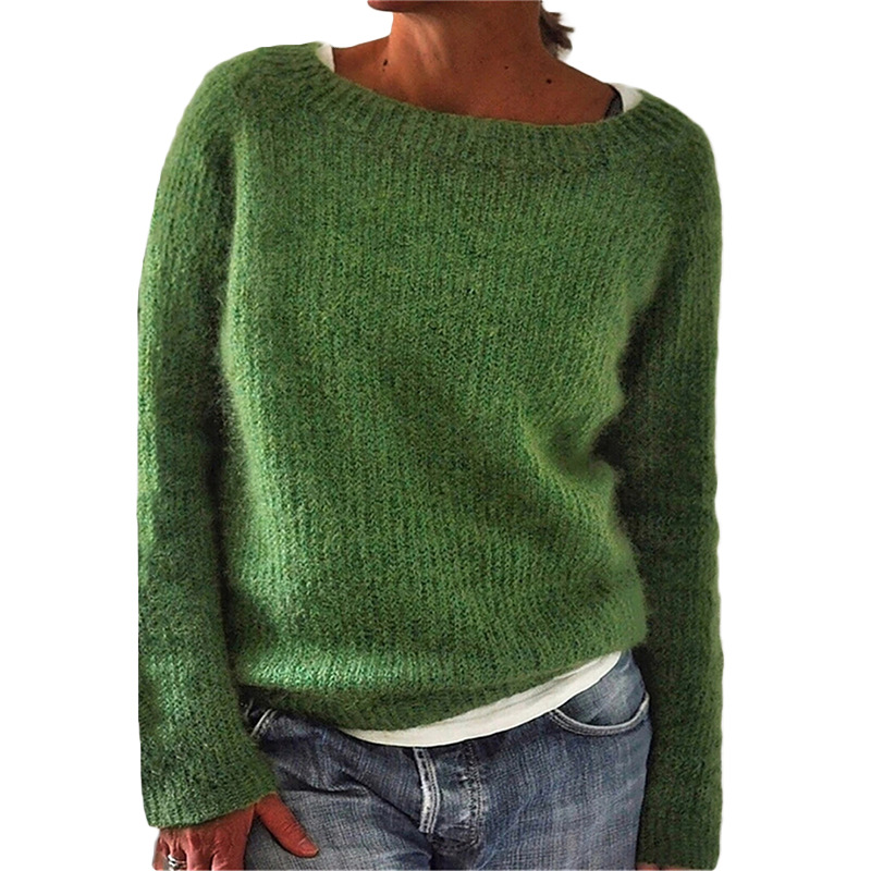 Pullover Damen grau bequem mit weitem Ausschnitt - 4 - Atelier-Zofia