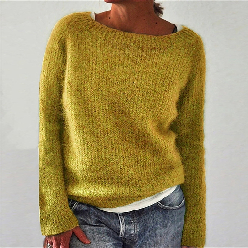 Pullover Damen grau bequem mit weitem Ausschnitt - 5 - Atelier-Zofia