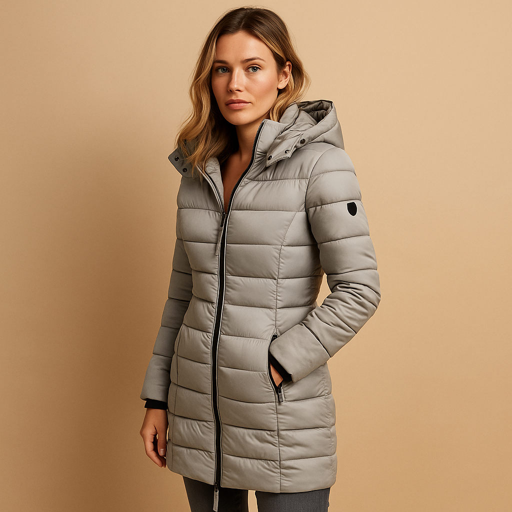 Damen Winterjacke schwarz tailliert mit Kapuze - 2 - Atelier-Zofia