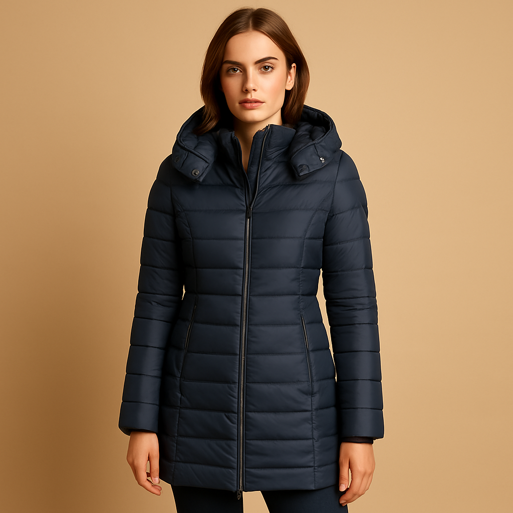 Damen Winterjacke schwarz tailliert mit Kapuze - 4 - Atelier-Zofia