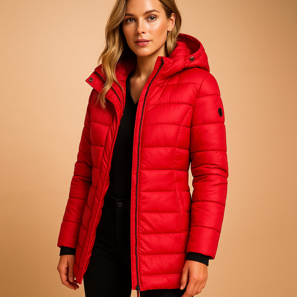 Damen Winterjacke schwarz tailliert mit Kapuze - 5 - Atelier-Zofia