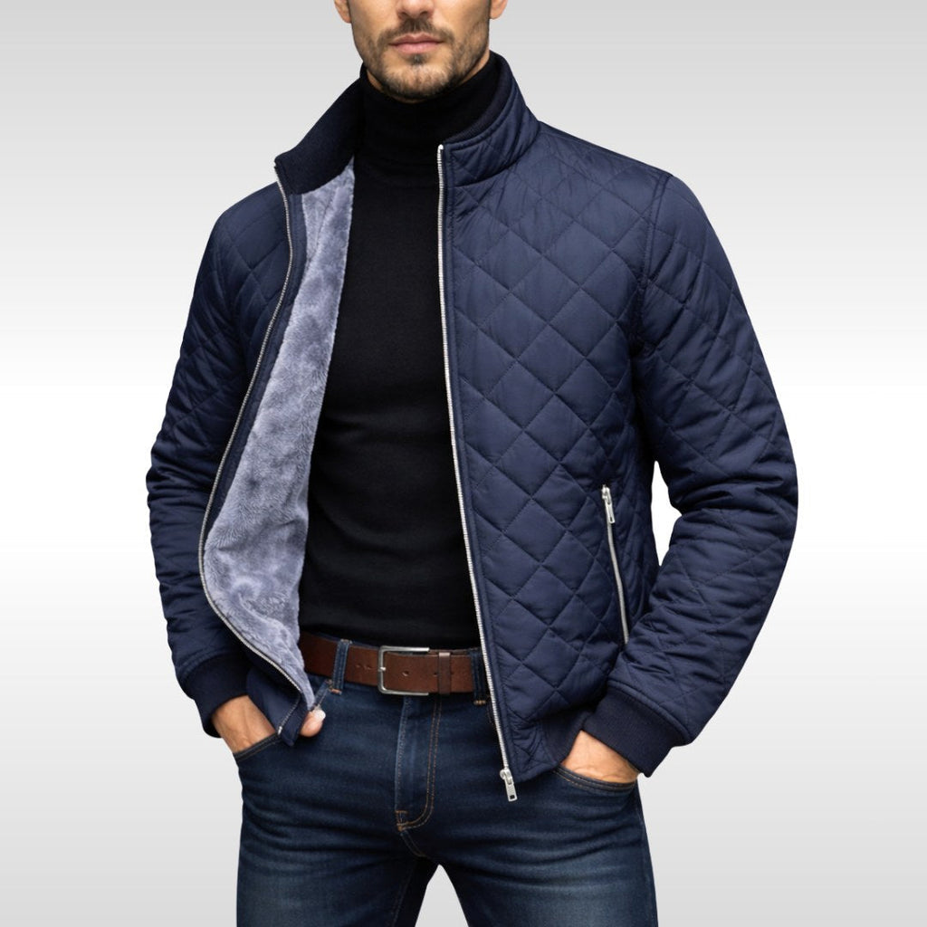 Steppjacke Herren schwarz tailliert mit Stehkragen - 1 - Atelier-Zofia