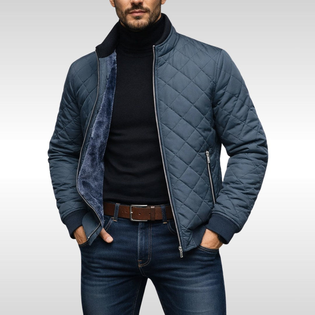 Steppjacke Herren schwarz tailliert mit Stehkragen - 2 - Atelier-Zofia