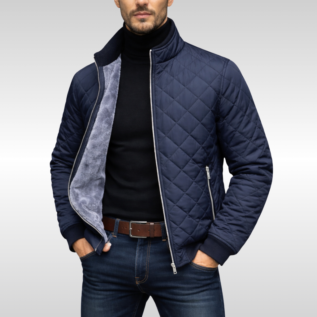 Steppjacke Herren schwarz tailliert mit praktischen Taschen - 1 - Atelier-Zofia