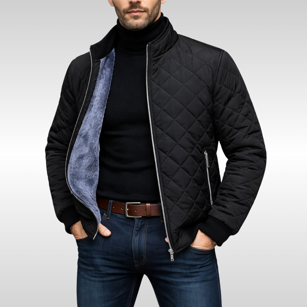Steppjacke Herren schwarz tailliert mit praktischen Taschen - 3 - Atelier-Zofia