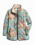 Jacke Damen blau mit floralem Muster und Steppung - 1 - Atelier-Zofia