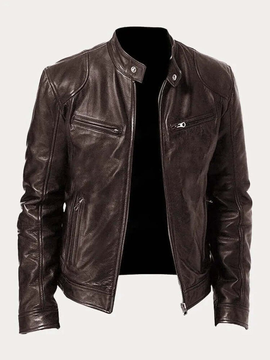 Herren Lederjacke schwarz figurbetont mit praktischen Reißverschlüssen - 2 - Atelier-Zofia