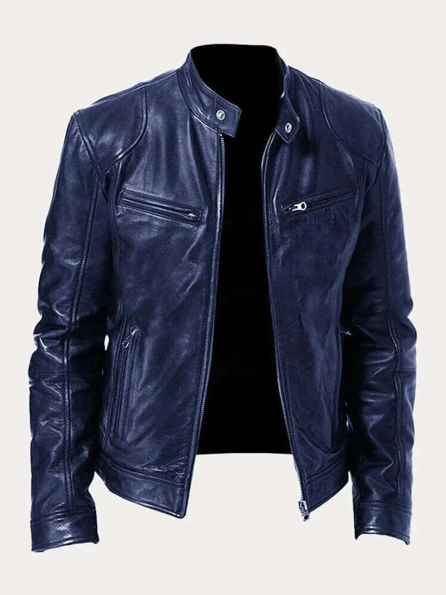 Herren Lederjacke schwarz figurbetont mit praktischen Reißverschlüssen - 4 - Atelier-Zofia