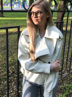 Jacke Damen rot tailliert mit Gürtel und langen Ärmeln - 2 - Atelier-Zofia