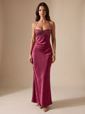 Maxikleid Damen rot figurbetont mit V-Ausschnitt und Schnürung - 1 - Atelier-Zofia