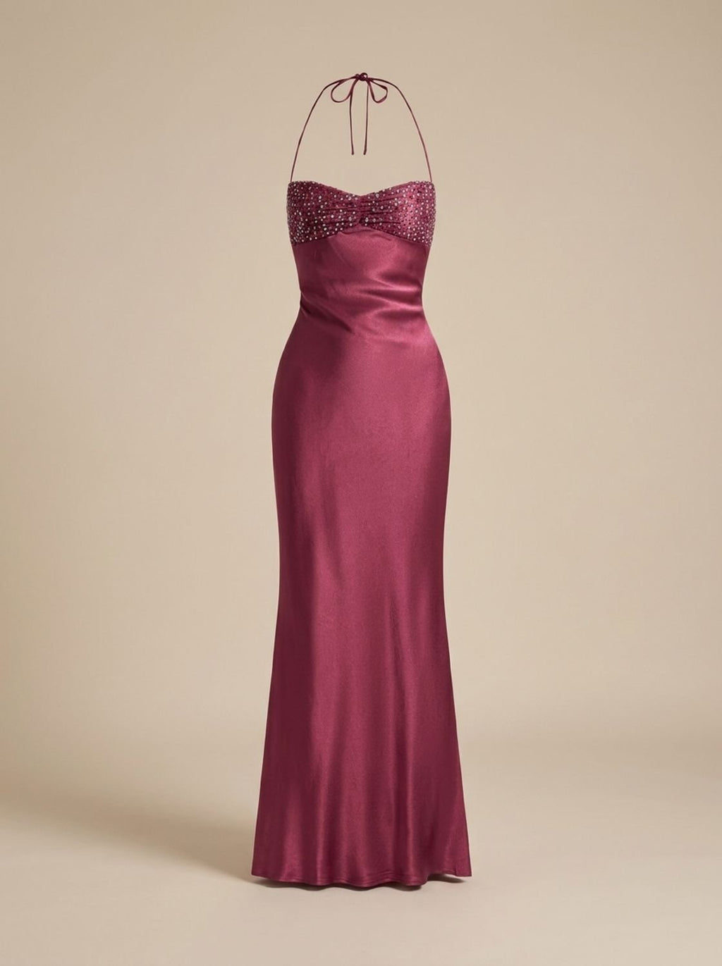 Maxikleid Damen rot figurbetont mit V-Ausschnitt und Schnürung - 5 - Atelier-Zofia