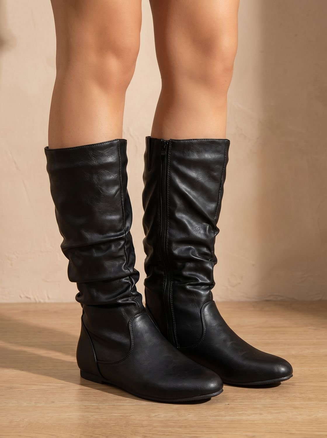 Stiefel Damen braun mit lässigem Schnitt und seitlichem Reißverschluss - 7 - Atelier-Zofia
