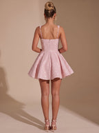 Kleid Damen rosa figurbetont mit großem Rückenknoten - 5 - Atelier-Zofia