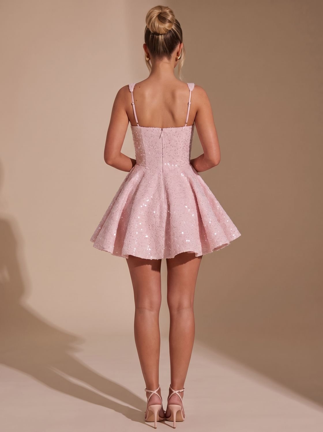 Kleid Damen rosa figurbetont mit großem Rückenknoten - 5 - Atelier-Zofia