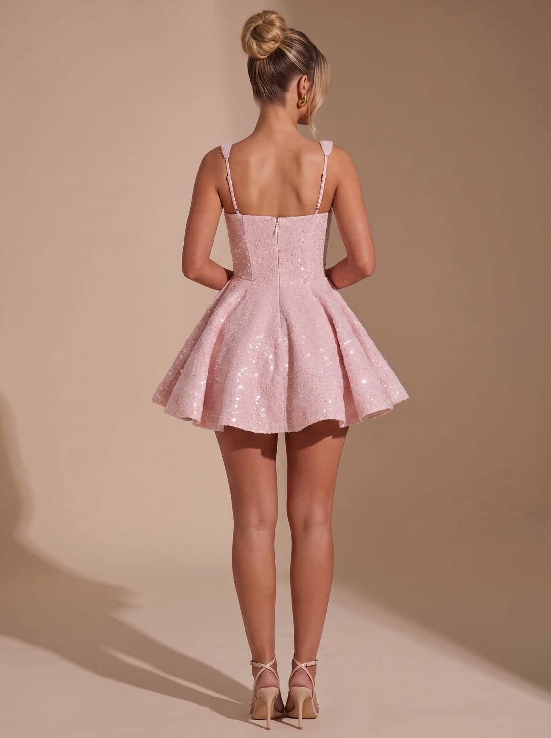 Kleid Damen rosa figurbetont mit großem Rückenknoten - 7 - Atelier-Zofia