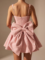 Kleid Damen rosa figurbetont mit großem Rückenknoten - 9 - Atelier-Zofia