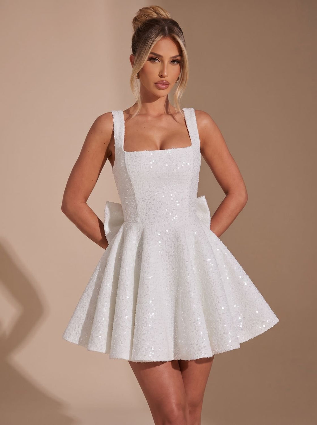 Kleid Damen rosa figurbetont mit großem Rückenknoten - 10 - Atelier-Zofia