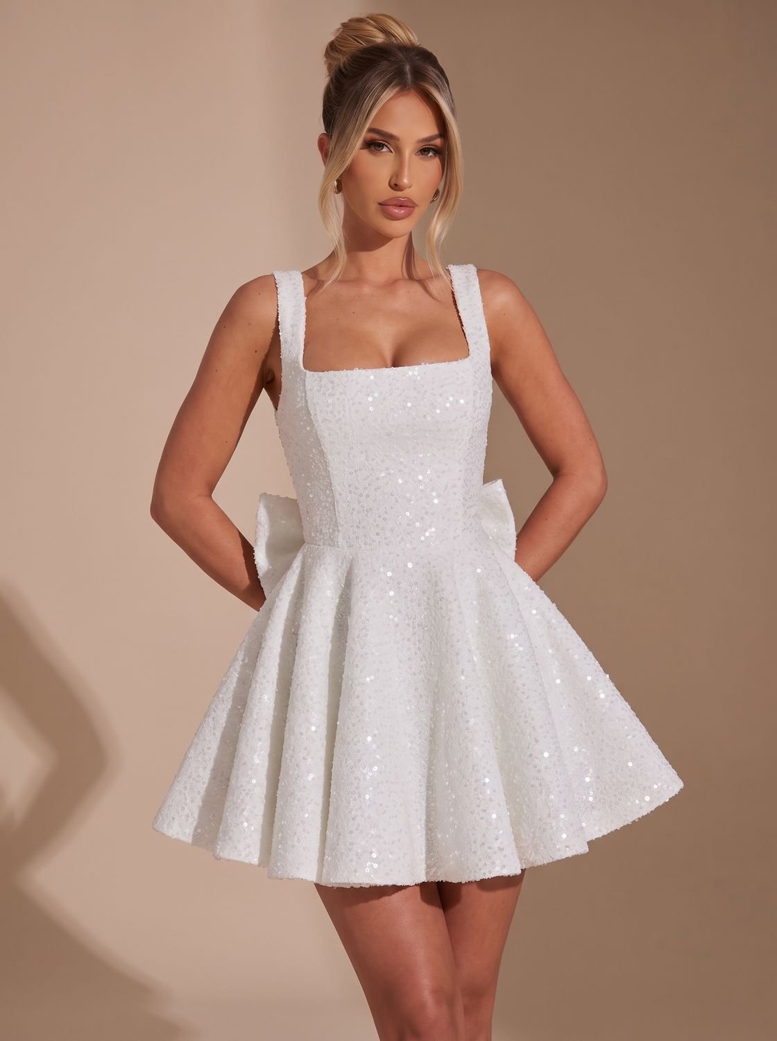 Kleid Damen rosa figurbetont mit großem Rückenknoten - 10 - Atelier-Zofia