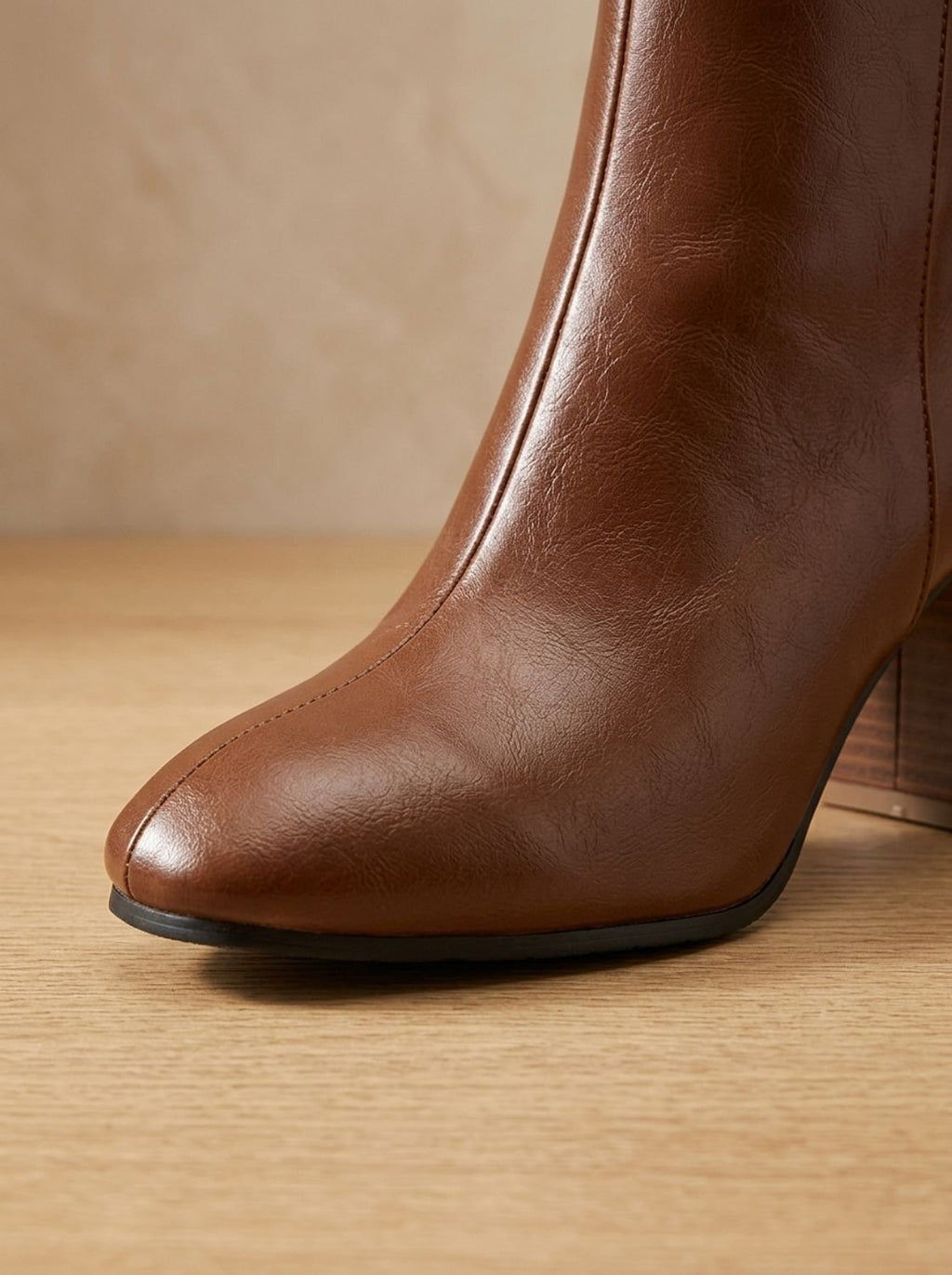 Stiefel Damen braun mit Blockabsatz und Reißverschluss - 6 - Atelier-Zofia