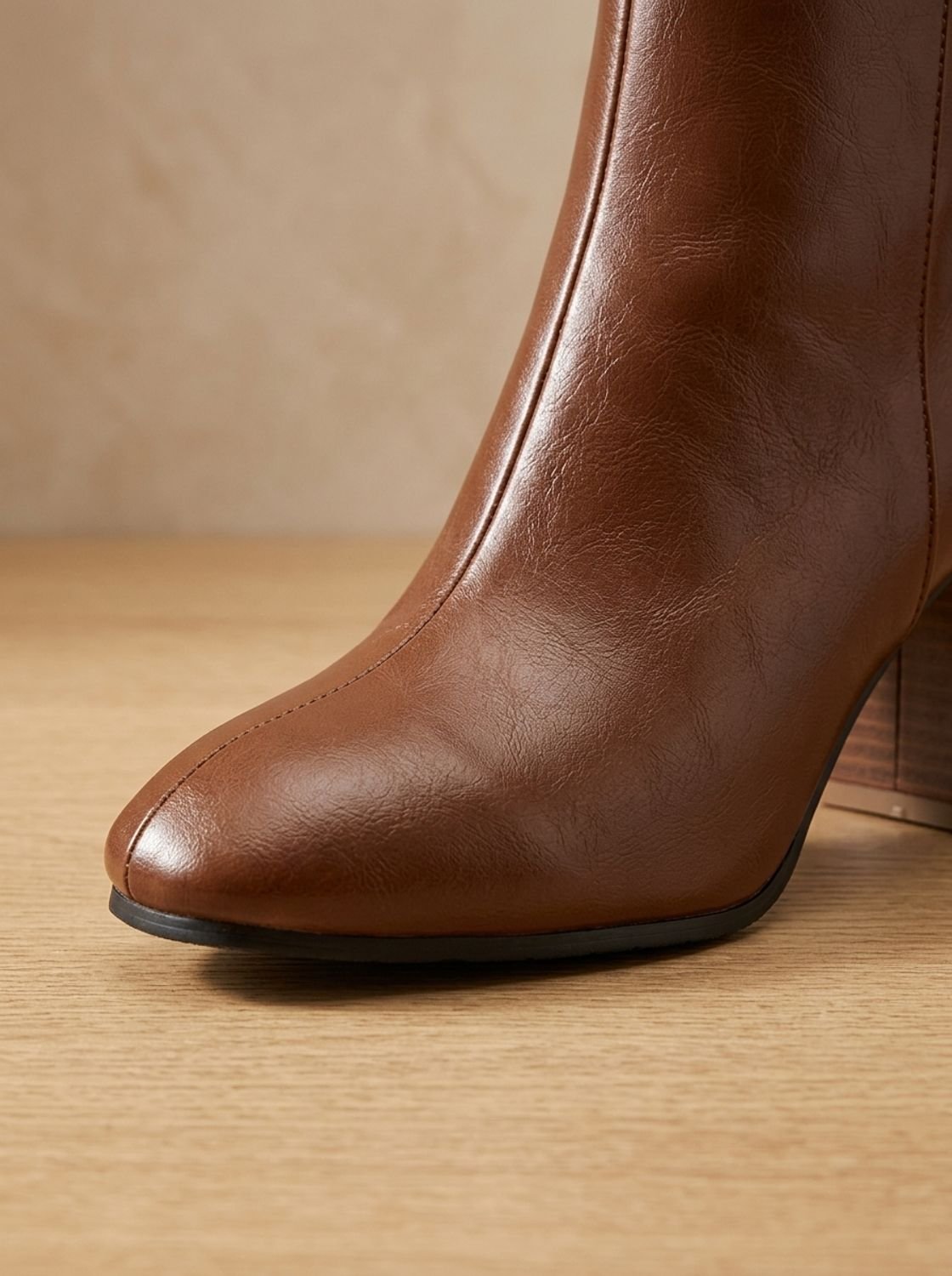 Stiefel Damen braun mit Blockabsatz und Reißverschluss - 6 - Atelier-Zofia
