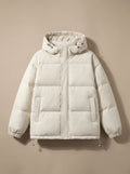 Damen Jacke beige mit lässigem Schnitt und Kapuze - 2 - Atelier-Zofia