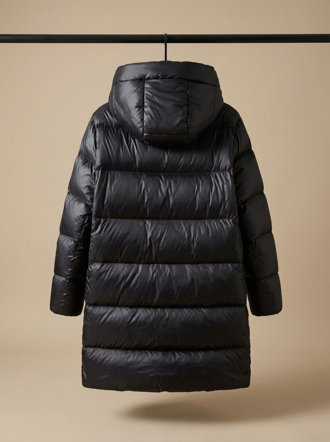 Steppmantel Damen schwarz langärmlig mit Kapuze - 4 - Atelier-Zofia