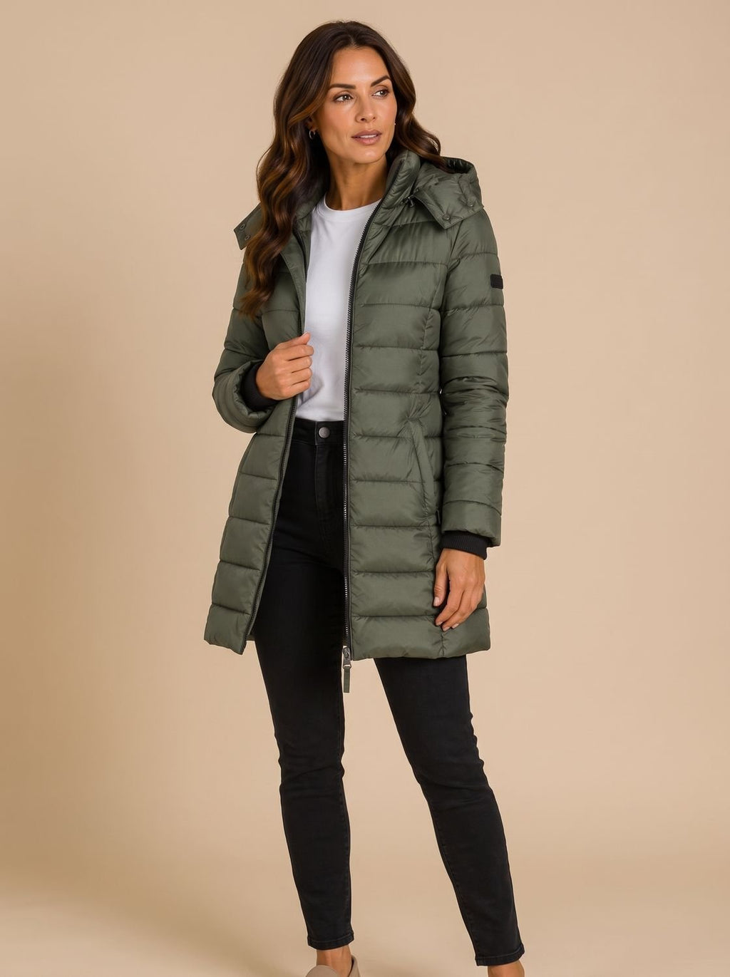 Damen Jacke blau tailliert mit Kapuze und Reißverschluss - 5 - Atelier-Zofia