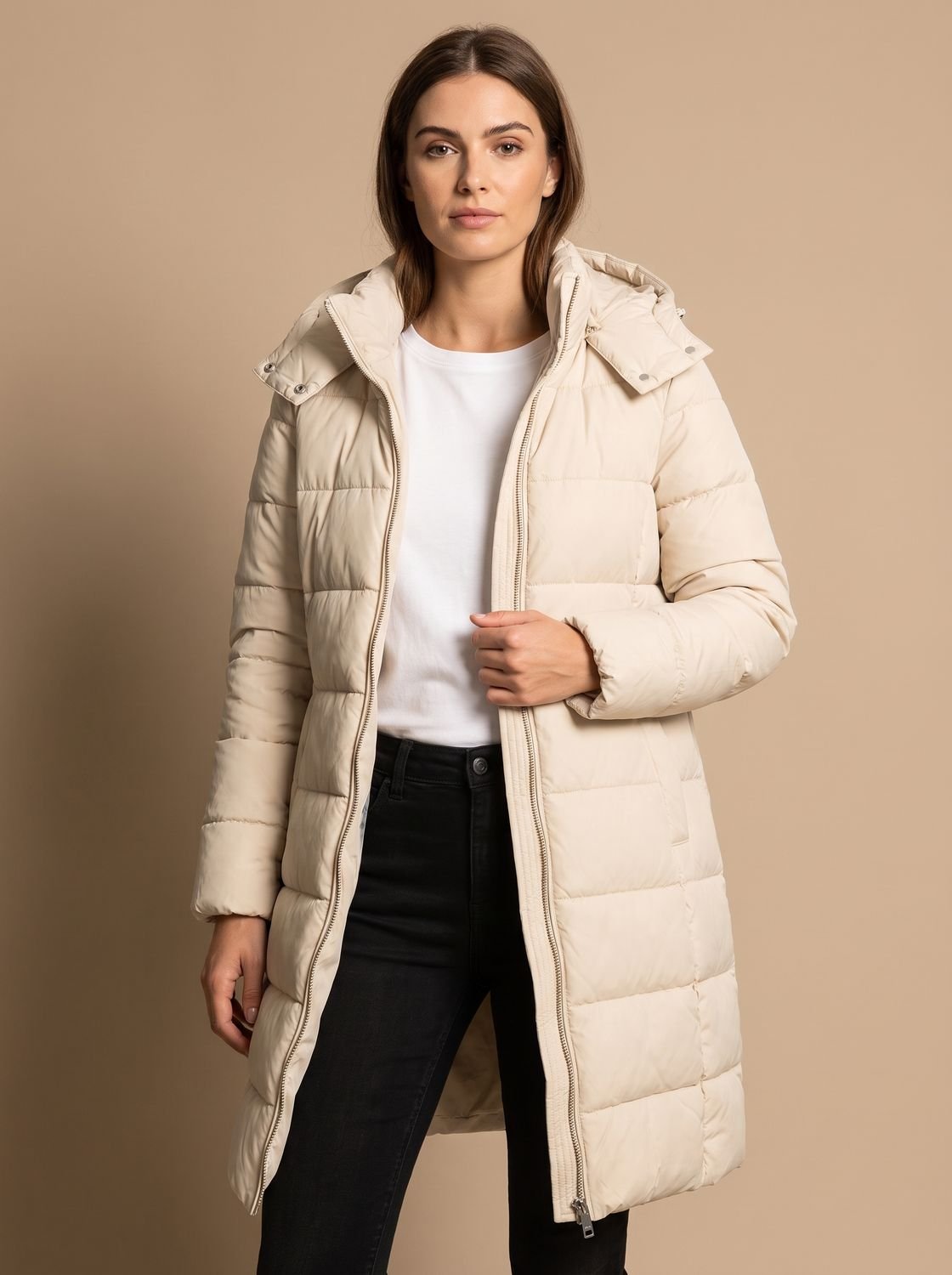 Damen Jacke blau tailliert mit Kapuze und Reißverschluss - 6 - Atelier-Zofia