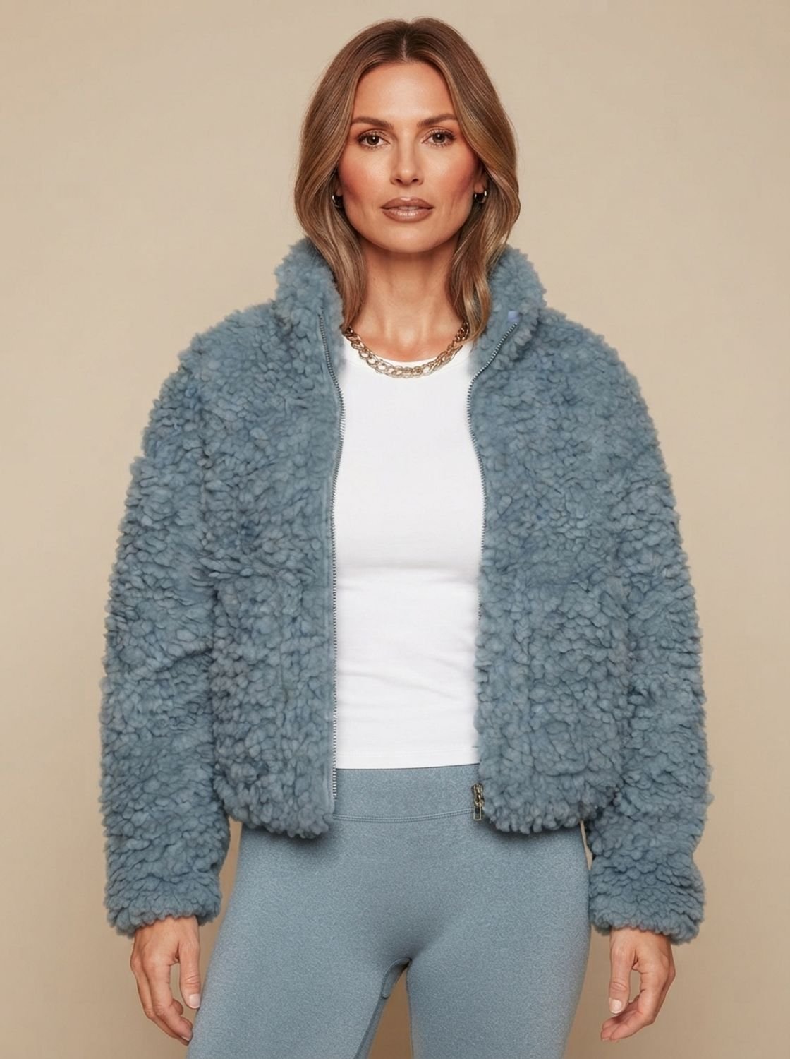 Damenjacke mit Stehkragen und Reißverschluss – Bequemer Schnitt - 1 - Atelier-Zofia