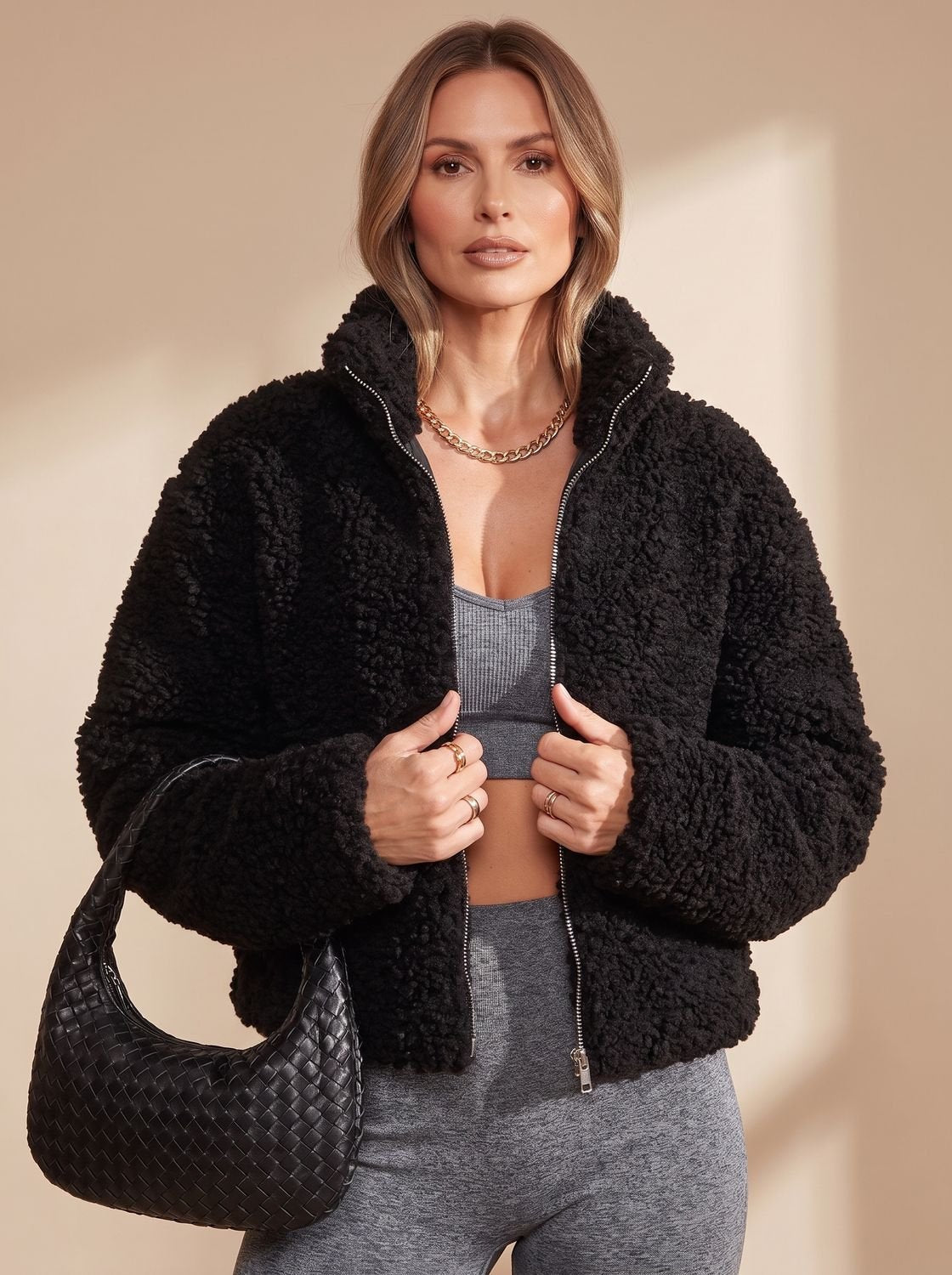 Damenjacke mit Stehkragen und Reißverschluss – Bequemer Schnitt - 3 - Atelier-Zofia
