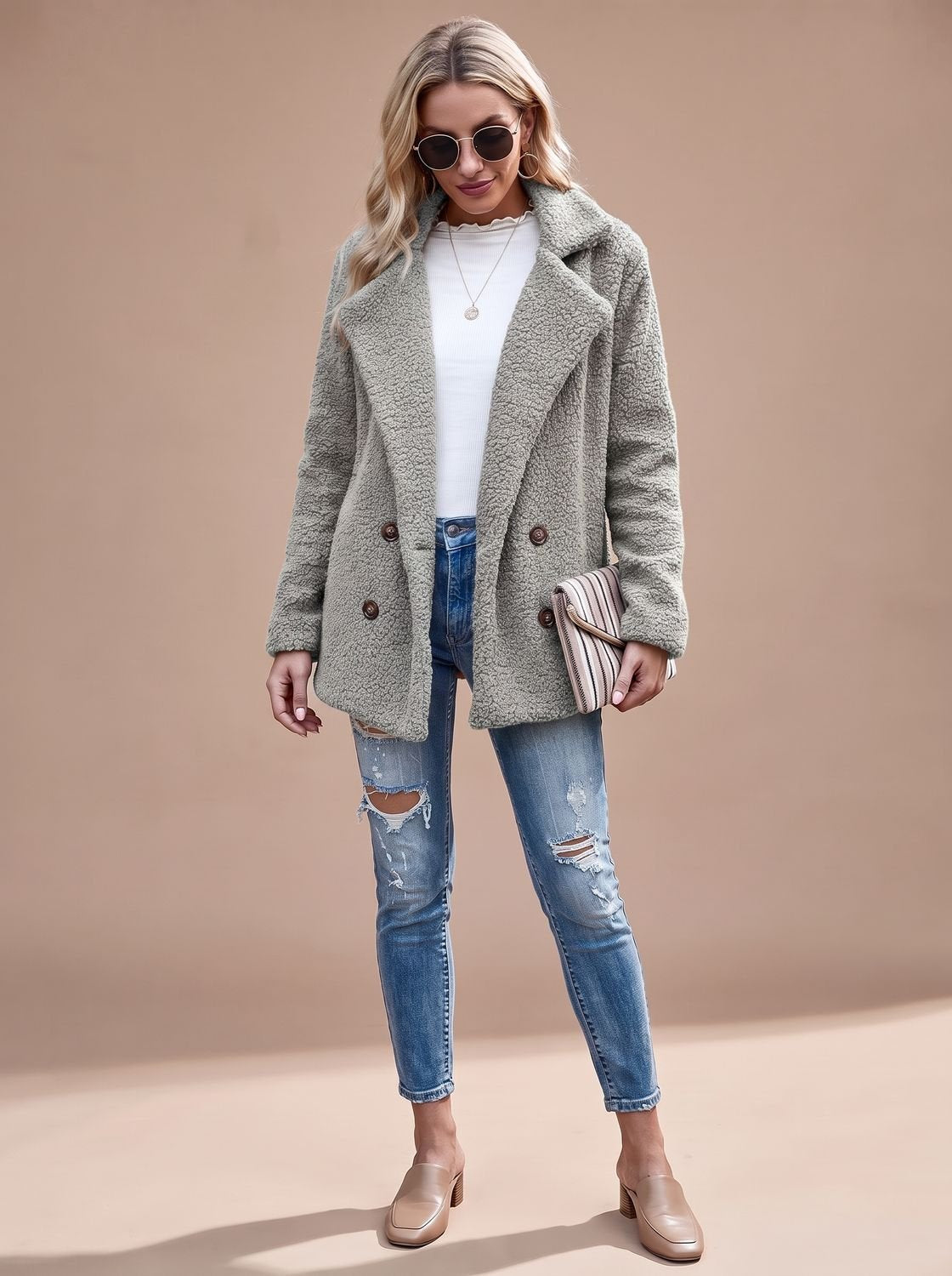 Damenjacke mit lässiger Passform und doppelter Knopfleiste - 3 - Atelier-Zofia