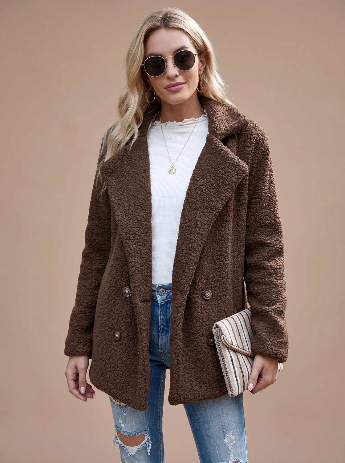Damenjacke mit lässiger Passform und doppelter Knopfleiste - 4 - Atelier-Zofia