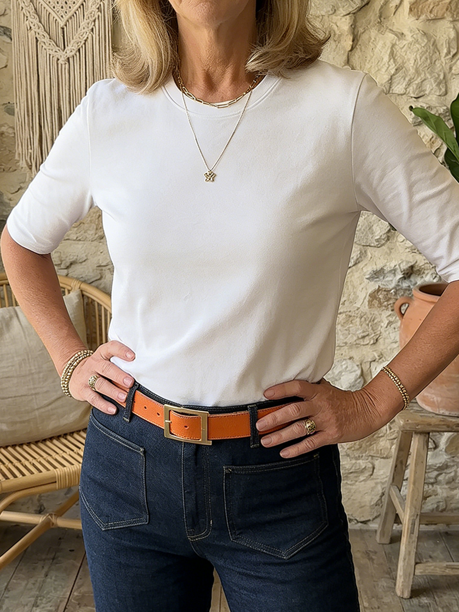 T-Shirt Damen mit halben Ärmeln – zeitgemäßer Schnitt - 4 - Atelier-Zofia