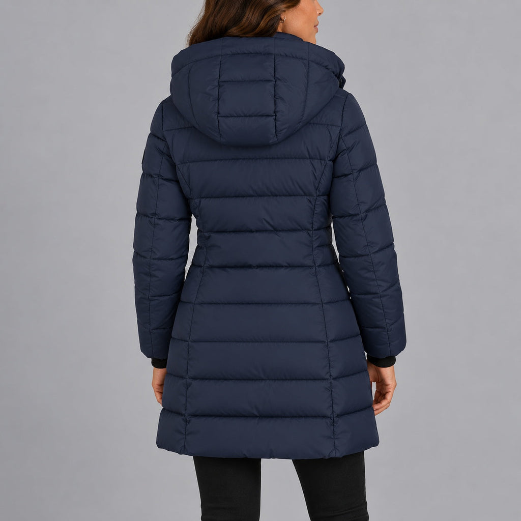 Damen Steppmantel mit Kapuze und durchgehendem Reißverschluss - schmeichelhafte Passform - 3 - Atelier-Zofia