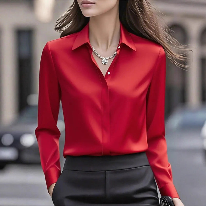 Damenbluse mit Hemdkragen und Knopfverschluss – eleganter Schnitt - 1 - Atelier-Zofia