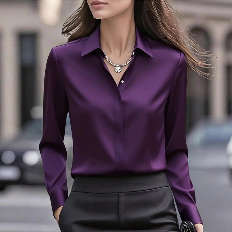 Damenbluse mit Hemdkragen und Knopfverschluss – eleganter Schnitt - 2 - Atelier-Zofia
