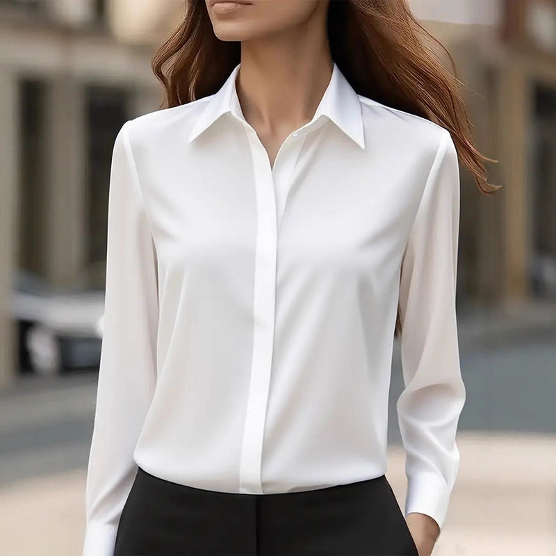 Damenbluse mit Hemdkragen und Knopfverschluss – eleganter Schnitt - 3 - Atelier-Zofia