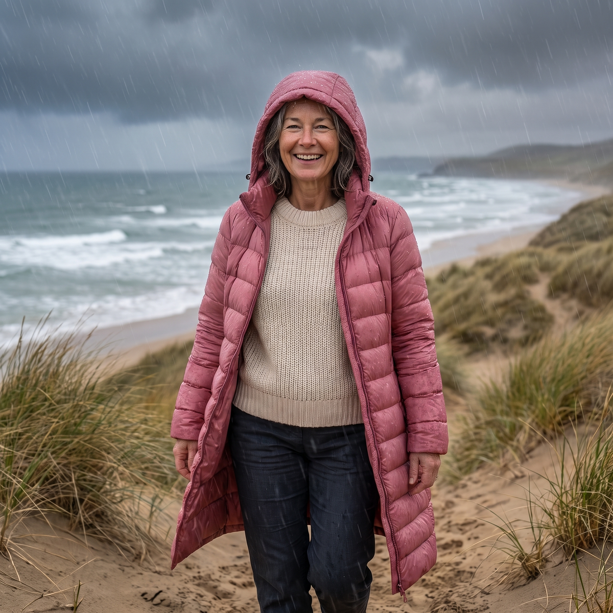 Damen Steppjacke mit Kapuze und taillierter Form - figurschmeichelnd - 2 - Atelier-Zofia