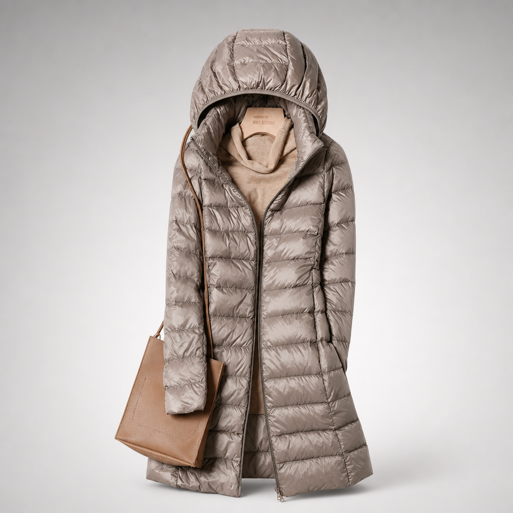 Damen Steppjacke mit Kapuze und taillierter Form - figurschmeichelnd - 4 - Atelier-Zofia