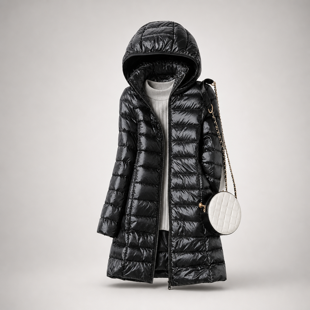 Damen Steppjacke mit Kapuze und taillierter Form - figurschmeichelnd - 5 - Atelier-Zofia