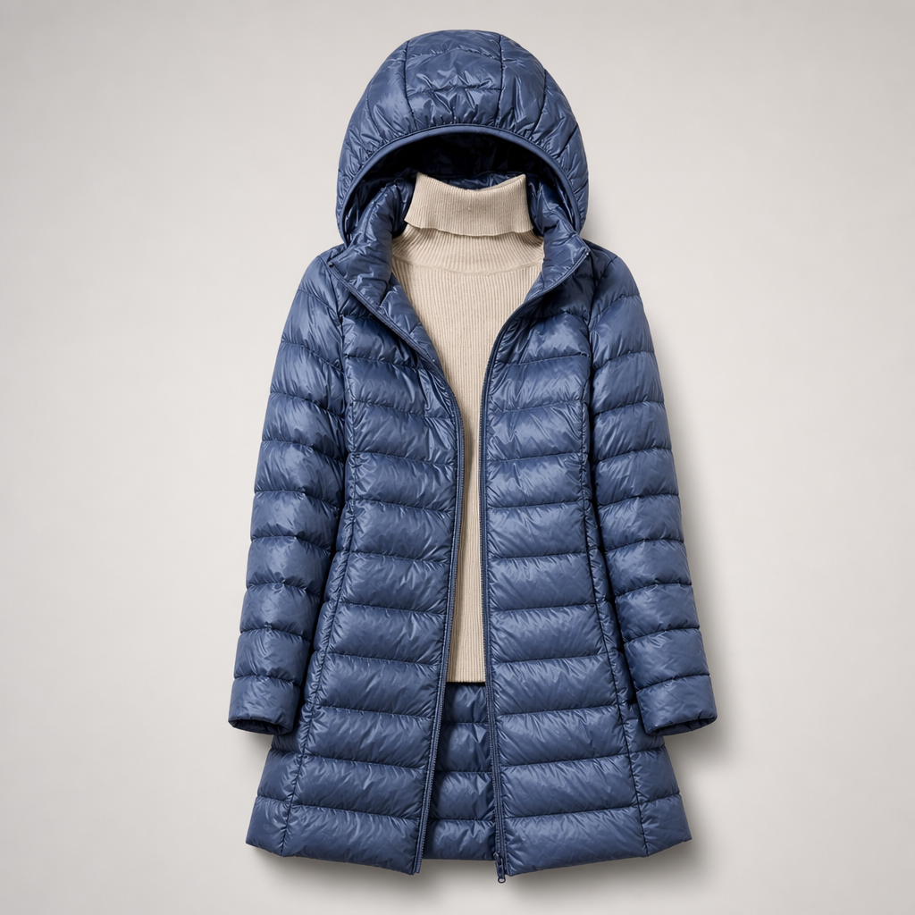 Damen Steppjacke mit Kapuze und taillierter Form - figurschmeichelnd - 6 - Atelier-Zofia
