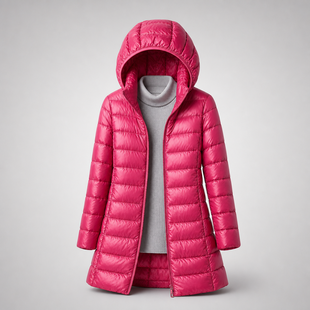 Damen Steppjacke mit Kapuze und taillierter Form - figurschmeichelnd - 9 - Atelier-Zofia