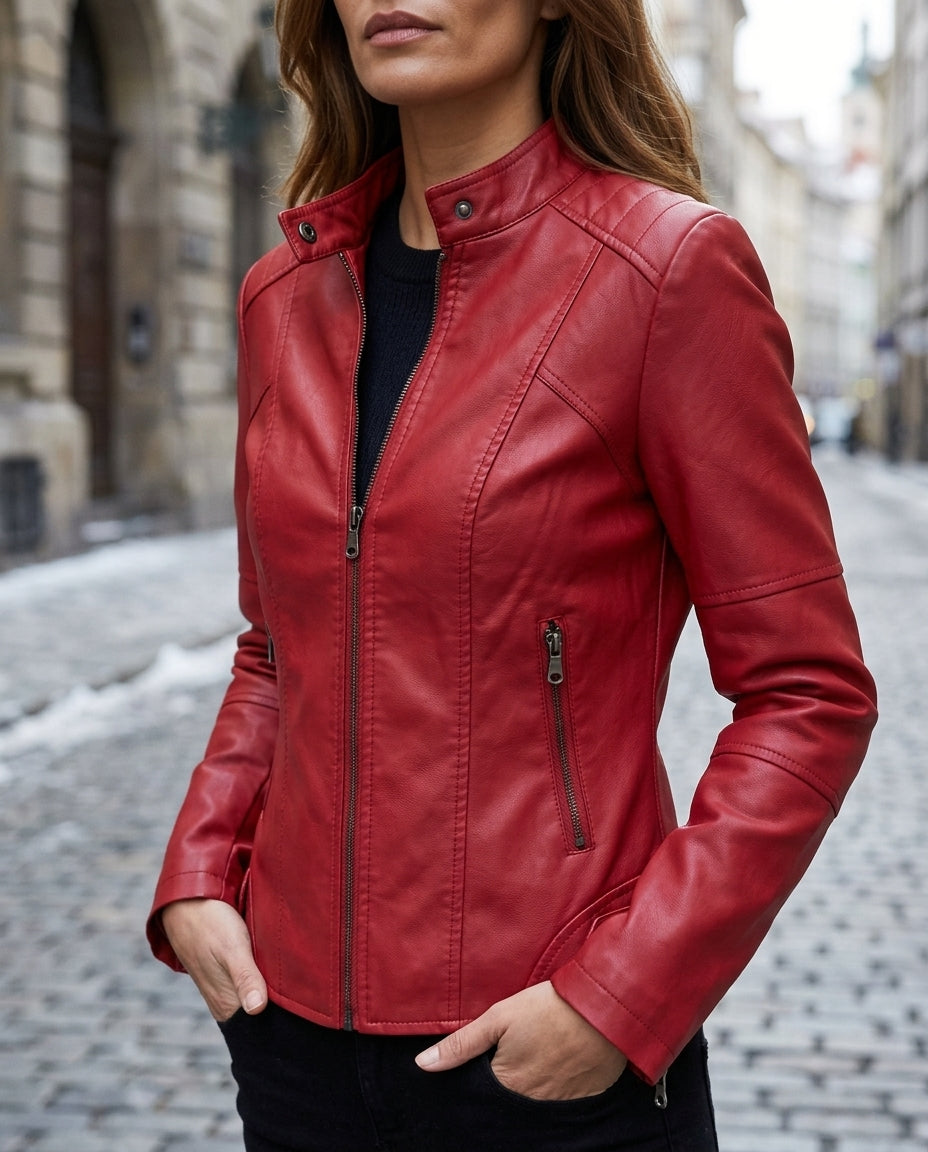 Damen Jacke mit modernem Stehkragen und tailliertem Schnitt - 1 - Atelier-Zofia