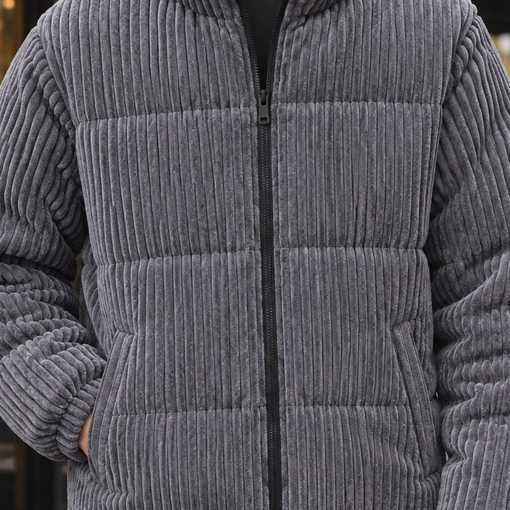 Modische Herrenjacke mit Stehkragen und durchgehendem Reißverschluss - Gepolsterte Passform - 2 - Atelier-Zofia