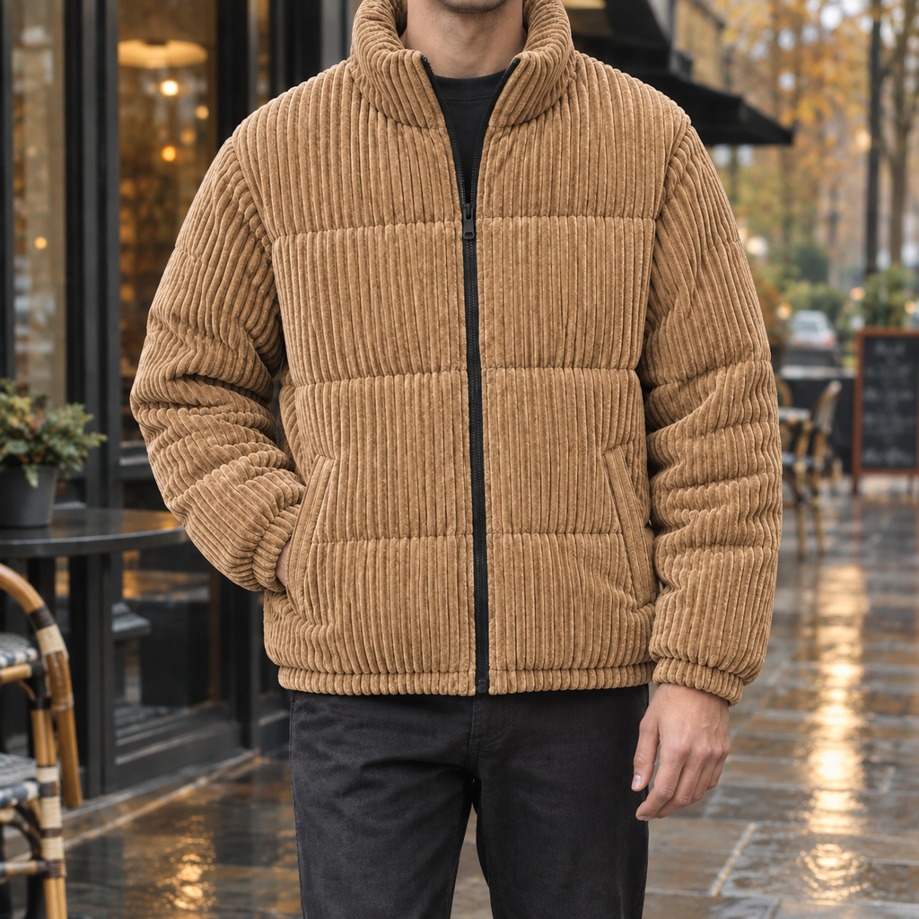 Modische Herrenjacke mit Stehkragen und durchgehendem Reißverschluss - Gepolsterte Passform - 4 - Atelier-Zofia