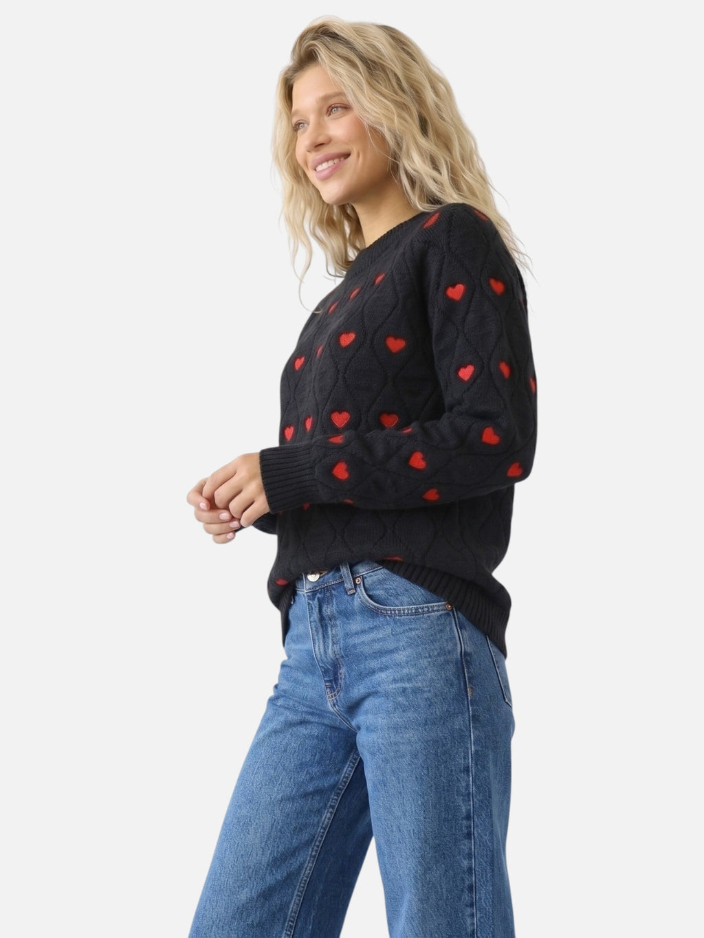 Pullover Damen mit traditionellem Schnitt und Herzdetails - 5 - Atelier-Zofia