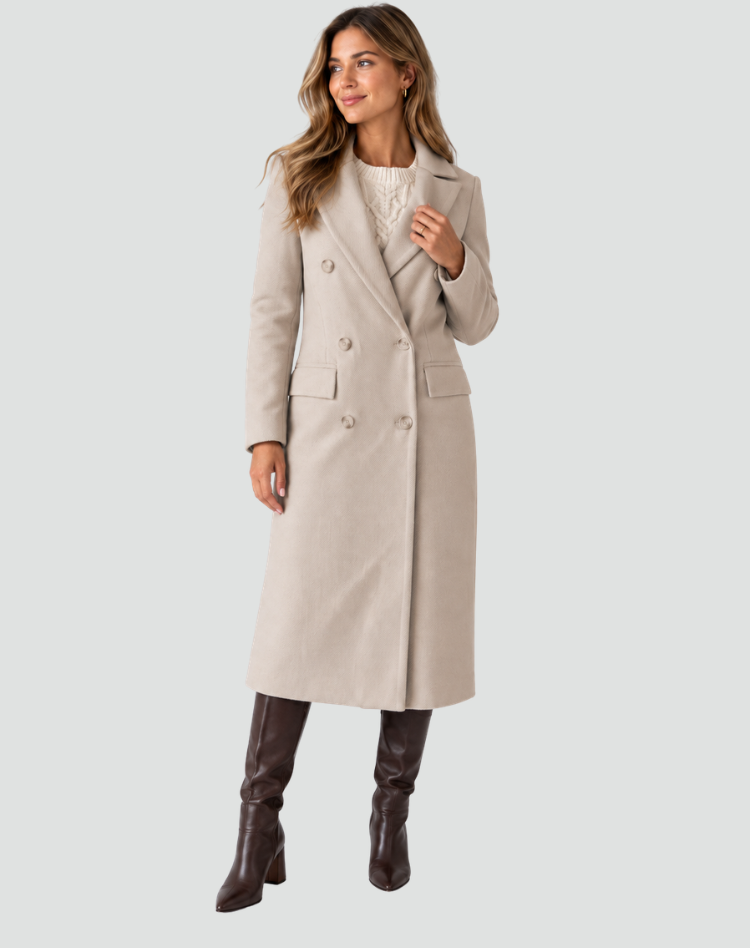 Damen Mantel - Taillierter Schnitt mit doppeltem Knopfverschluss - 9 - Atelier-Zofia